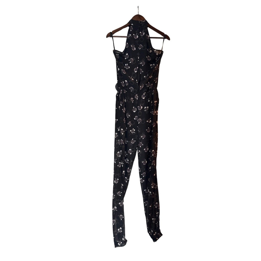 Rebecca Minkoff Hayley Jumpsuit Black Floral Halter Neck Sheer Back Size 00 NEW - Picture 4 of 10